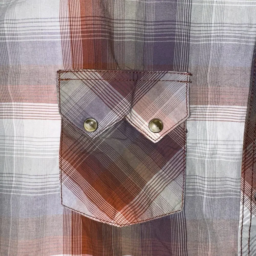 Vintage Wrangler Pearl Snap Western‎ Shirt 2M Plaid W Pocket Rodeo Cowboy